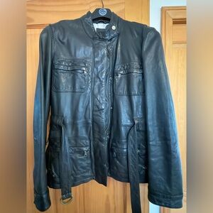 Women’s Black Military Style Leather Jacket